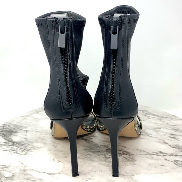 Elle Tahari Leather Snake Skin Open Toe Heeled Ankle Cuff Booties 37 Classic - Picture 5 of 14